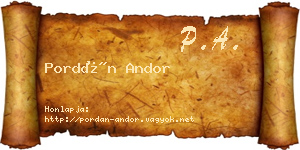 Pordán Andor névjegykártya